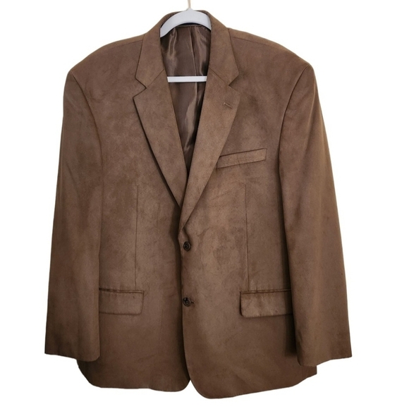 New England Collection Camel Faux Suede Sport Coat Size 44R - Picture 1 of 5